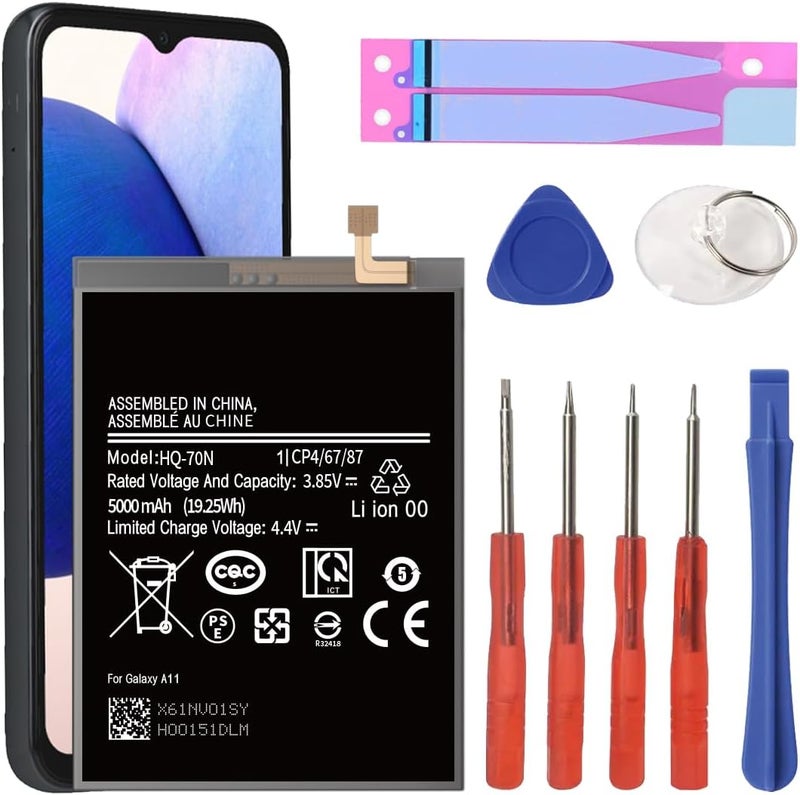 ITMBET Galaxy A11 Battery, 5000mAh Upgraded 2024 New 0 Cycle Battery Replacement for Samsung Galaxy A11 SM-A115U, SM-A115A HQ-70N/HQ-70T with Professional Replacement Tool Kits - Image 1